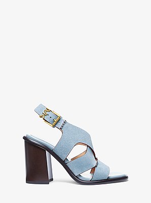 Raven Suede Block Heel Sandal in CHAMBRAY | Michael Kors image number 1