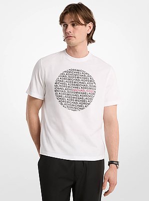 T-shirt in jersey di cotone con logo a cerchio
