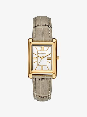 Essex Gold-Tone and Crocodile Embossed Leather Watch