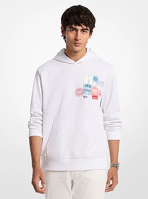 Sudadera con capucha de mezcla de algod&oacute;n con adornos y logotipo exclusivo