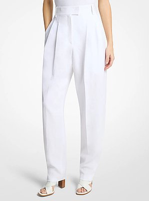 Pleated Washed Linen Trousers