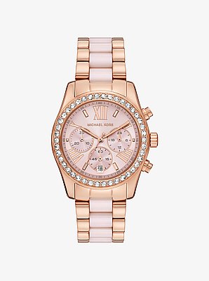 Lexington Pav&eacute; Pink-Tone and Ceramic Watch