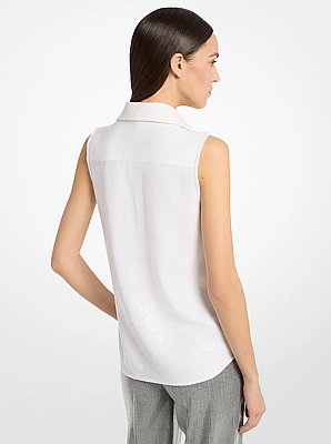 Camisa Hansen sin mangas de crep&eacute; con lentejuelas