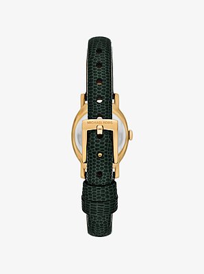 Petite Maude Gold-Tone and Lizard Embossed Leather Watch