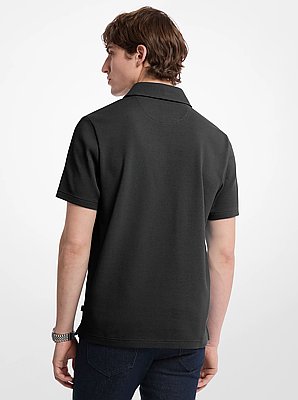 Bubble Knit Stretch Cotton Polo Shirt