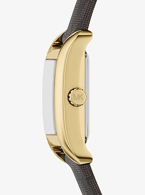 Mini Monroe Gold-Tone and Logo Strap Watch