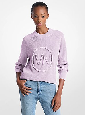 Braided Logo Cotton Blend Sweater