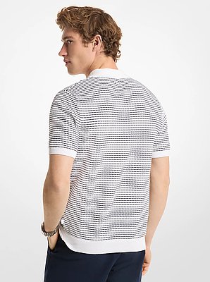 Textured Striped Cotton Polo Shirt