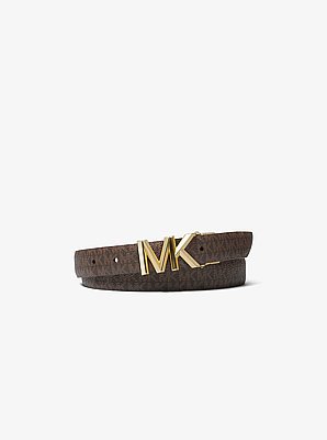 Reversible Signature Logo and Crocodile Embossed Leather Waist Belt