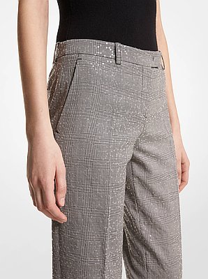 Pantal&oacute;n Carolyn de lana el&aacute;stica con bordado y estampado Pr&iacute;ncipe de Gales