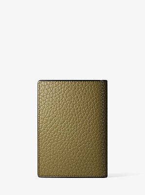 Porte-cartes &agrave; deux rabats Cooper en cuir grain&eacute;