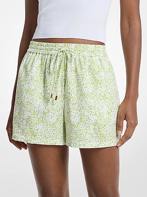 Floral Print Linen Blend Shorts