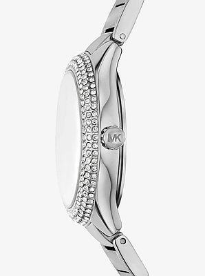 Mini Sylvia Pav&eacute; Silver-Tone Watch