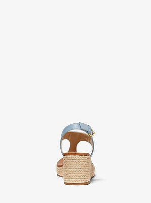 Laney Saffiano Leather Espadrille Wedge Sandal