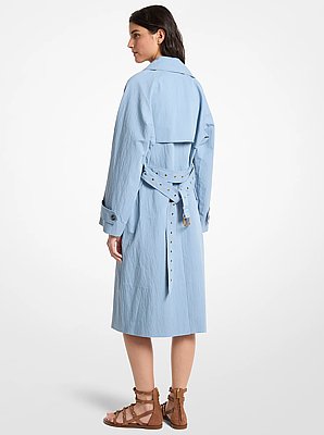 Trench surdimensionn&eacute; en coton d&eacute;lav&eacute; et nylon