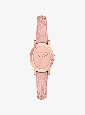Petite Maude Rose Gold-Tone and Lizard Embossed Leather Watch