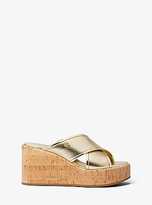 Cary Metallic Leather Wedge Sandal