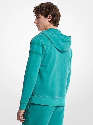 Sudadera con capucha y cremallera de algod&oacute;n te&ntilde;ido con logotipo