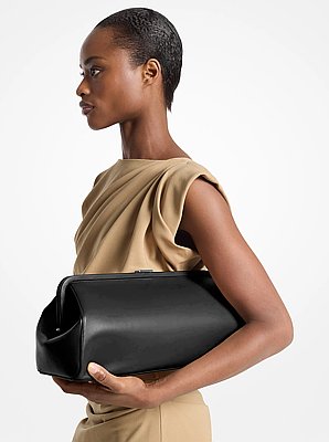 Angelica Large Leather Frame Clutch