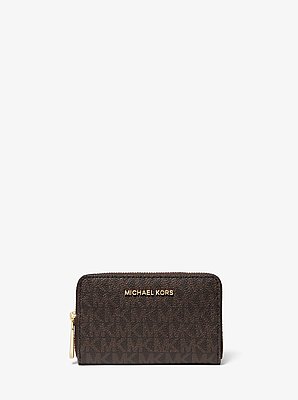 Cartera peque&ntilde;a de piel con estampado de logotipos