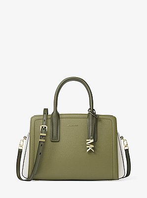 Laila Medium Color-Block Pebbled Leather Satchel