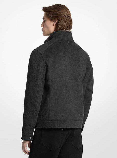Brett Faux Fur Trim Woven Jacket