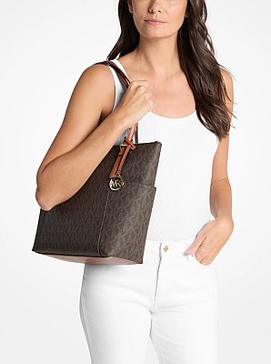 Charlotte Medium Signature Logo Top-Zip Tote Bag