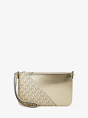 Jet Set Travel Metallic and Signature Logo Wristlet