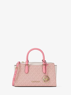 Arden Small Color-Block Signature Logo Messenger Bag in PWD BLSH MLT | Michael Kors image number 0