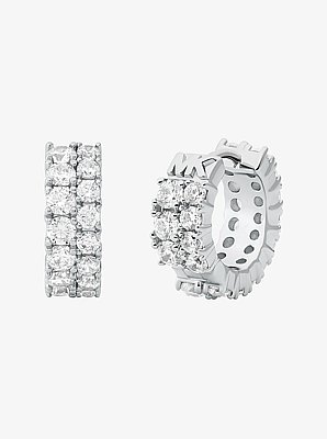 Double Pav&eacute; Huggie Earrings
