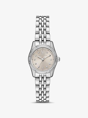 Petite Lexington Pav&eacute; Silver-Tone Watch