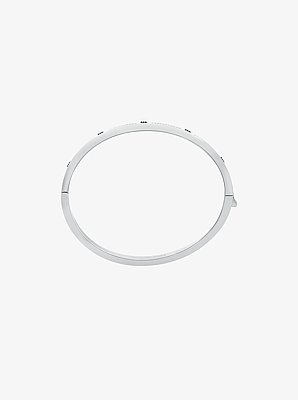 Pulsera r&iacute;gida con logotipo y detalles pav&eacute;