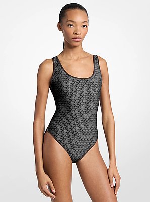 Reversible Logo Scoopneck Swimsuit