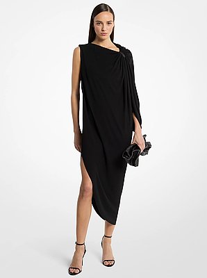 Stretch Matte Jersey Elliptical One-Shoulder Dress
