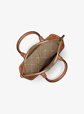 Sienna Small Logo Jacquard and Leather Satchel