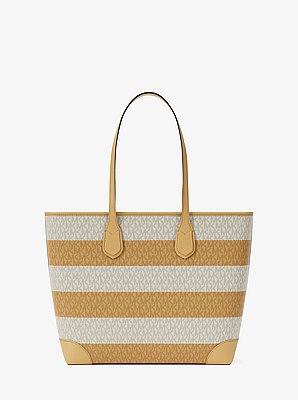 Bolso tote Eva grande a rayas con logotipo exclusivo