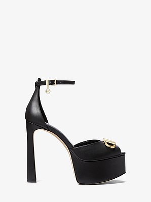 Zapato de sal&oacute;n peep-toe Martina de piel con plataforma