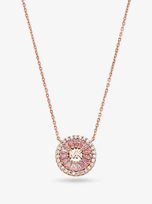 Precious Metal-Plated Sterling Silver Pav&eacute; Halo Necklace