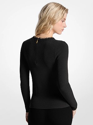 Chain Ribbed Viscose Blend Sweater