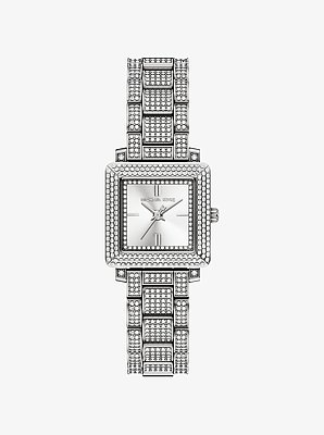 Petite Gwynn Pav&eacute; Silver-Tone Watch