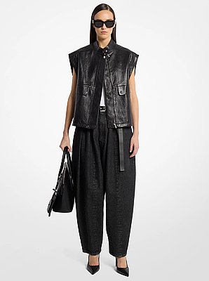 Chaleco de piel lavada oversize
