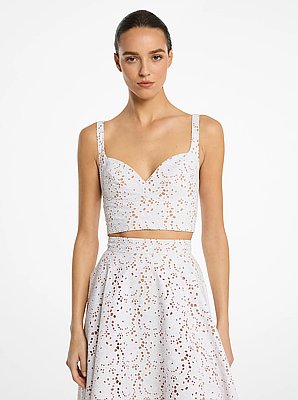 Floral Cotton Eyelet Bustier Top