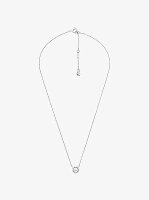 Collier et boucles d'oreilles Fulton en argent sterling plaqu&eacute; en m&eacute;tal pr&eacute;cieux avec pierres pav&eacute;es et breloque &agrave; logo