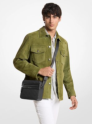 Jet Set Logo Embossed Leather Crossbody Bag