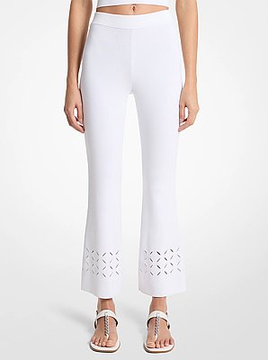 Laser Cut Stretch Knit Pants