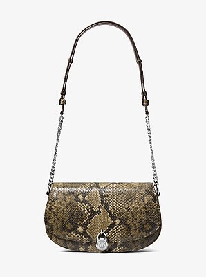 Mila Medium Snake Embossed Messenger Bag
