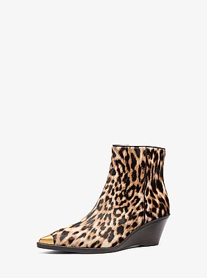 Austin Leopard Print Calf Hair Wedge Boot