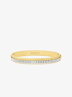 Pulsera r&iacute;gida acanalada en dos tonos con pav&eacute;