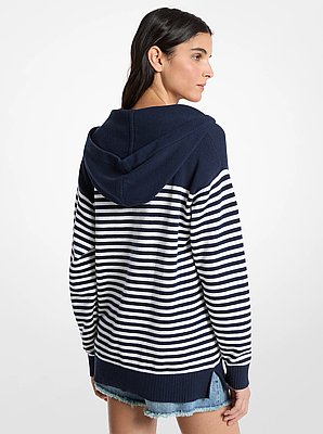 Striped Wool Lace-Up Hoodie