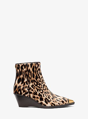 Austin Leopard Print Calf Hair Wedge Boot
